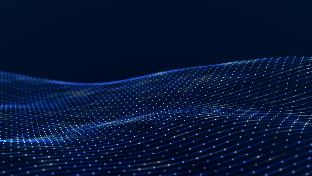 Colored music surface. Beautiful curved wave on a dark background. Digital technology background. 3D