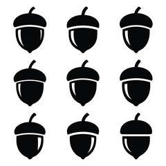 acorn silhouette simple icon set © SreeRaton