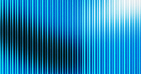 Vibrant electric blue vertical blinds create a dynamic abstract background with strong light and shadow contrast across the textured surface