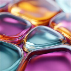 Colorful abstract liquid glass material close up
