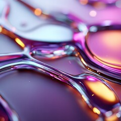 Iridescent liquid abstract structure creating vibrant reflections