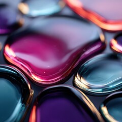 Abstract glass droplets creating colorful fluid art pattern