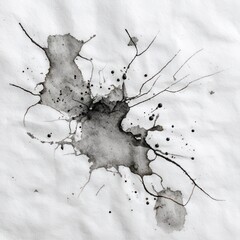Abstract ink splat spreading on white paper texture