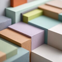 Abstract geometric blocks forming pastel textured background
