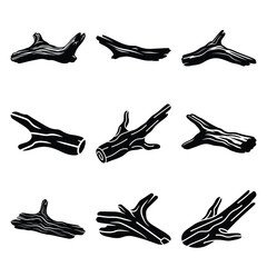 driftwood silhouette simple icon set