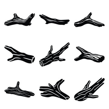 driftwood silhouette simple icon set