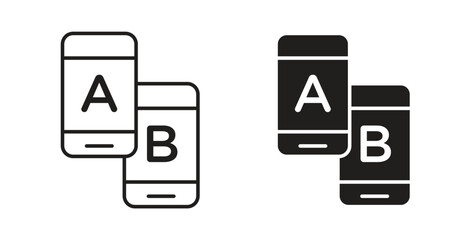 A B testing icon vector Illustration and outline Icons. vector silhouette. © Thadeu