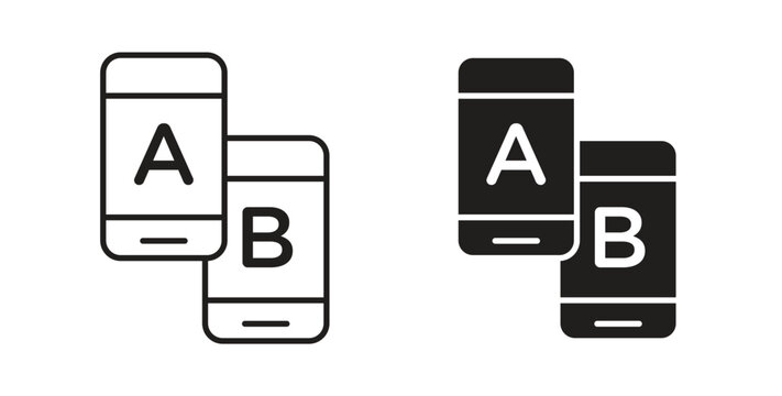 A B testing icon vector Illustration and outline Icons. vector silhouette.