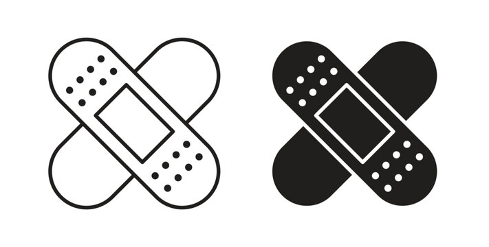 Band aid icon vector Illustration and outline Icons. vector silhouette.