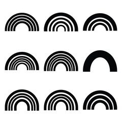 rainbow silhouette simple icon set