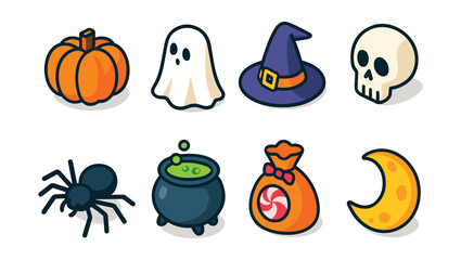 Fototapeta premium Halloween cartoon icons set