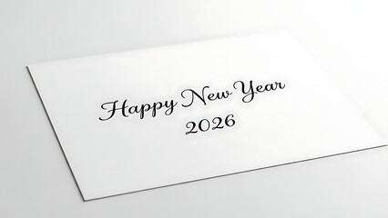 Happy new year 2026 written on white paper elegant calligraphy
