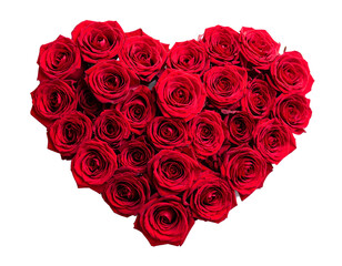 Herz aus Rosen isoliert auf wei&szlig;em Hintergrund &ndash; Romantik, Floristik, Freisteller