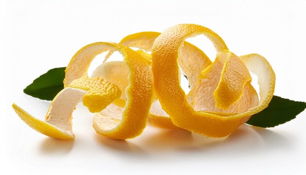 peel lemon zest on white background