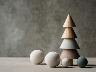Minimalist Holiday Tree with Wooden Shapes