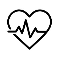Simple dark gray line icon representing a heart shape with an electrocardiogram pulse line inside
