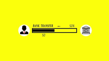 Bank transfer progress bar animation showing user to bank transaction flow, digital payment interface, secure online banking process and modern fintech UI design - Powered by Adobe