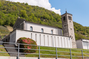 View of the Montedato Church situated in Lavertezzo Piano, near Riazzino, in the canton of Ticino, Switzerland.