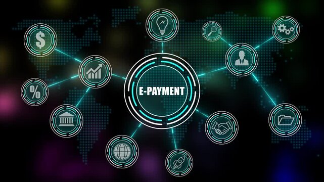 Global Financial Technology Network with e-payment Currency Symbol and Digital Icons Indian Rupee finance. 4K VIDEO 