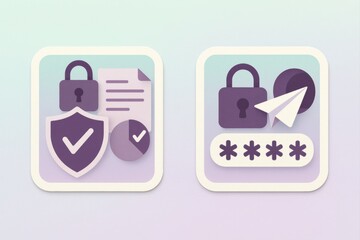 Obraz premium Digital security icons representing encrypted communication and data protection with creative visuals for modern cybersecurity concepts delivering trust and safety