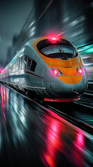 High Speed Modern Train in Motion Blur