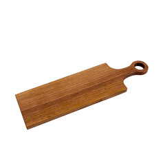 Wooden kitchen cutting board top isolated on white or transparent png
