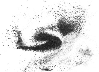 Activated charcoal granules isolated over white background, view from above. Activated carbon.