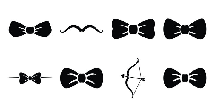 cupid bow minimal flat vector icon set, black color and white background