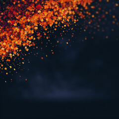 Floating Autumn Maple Leaves on Dark Background