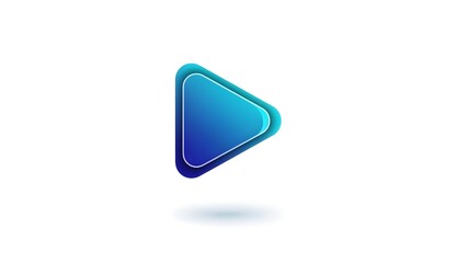 A modern, glossy blue gradient play button icon with a subtle shadow on a white background.