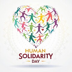 Human Solidarity Day, Human figures forming heart shaped globe solidarity.