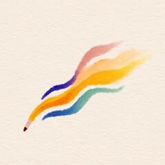 Pencil Drawing Colorful Watercolor Smoke Trails