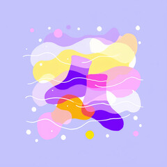 Abstract Colorful Shapes and Lines on Purple Background