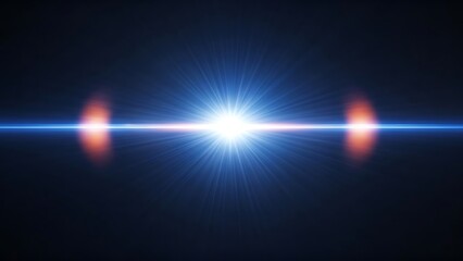 Bright blue lens flare with orange glow on dark background