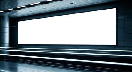 Blank billboard in a modern interior with a futuristic design, offering a prime advertising space for showcasing products and services