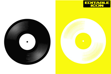 Black and white vinyl records icon