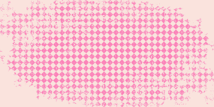Vector checkered seamless pattern. Pink and beige harlequin background. Oktoberfest festival ornament. Simple chequered texture with rhombuses, diamonds, check grid. Cute funky repeating geo design