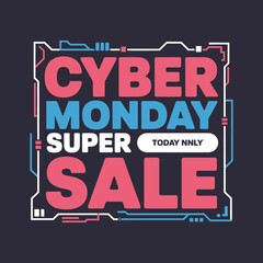 Obraz premium Cyber Monday Sale Banner with Special Offer Discount Promotion Design
