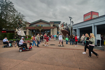 Obraz premium Orlando, Florida, USA-December 9 2025:Disney Springs an entertainment complex at Walt Disney World Resort. Afternoon shot showing The LEGO store