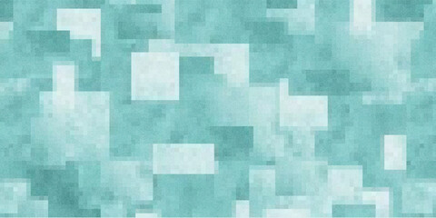 Blue green geometric abstract pattern. Random light and dark teal color squares and rectangles. Background with space for design. Web banner. Chaotic. Mosaic.