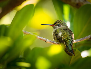 Naklejka premium Hummingbird perched on branch