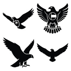 uae falcon flight icons set
