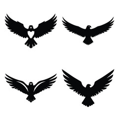uae falcon wings icons set