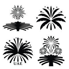 uae fireworks palm icons set