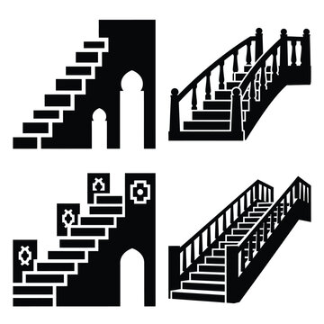 uae heritage staircase icons set