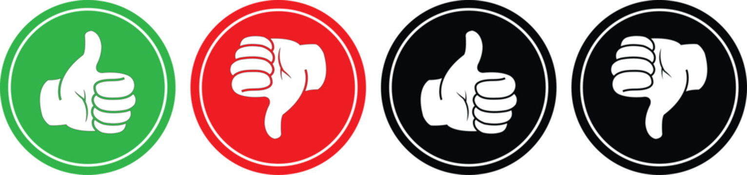 
Circle Hand Gesture pros and cons. advantages disadvantages tick cross yes no ok true false correct wrong list template with thumbs up and down. transparent png and vector illustration 