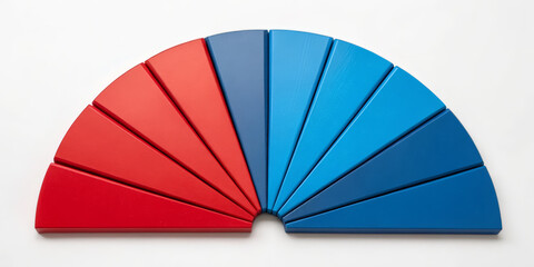 Color wheel wedge risk assessment data visualization business analysis red blue palette segmentation infographic strategy comparison decision making. Semicircle wedge set red blue palette suggests