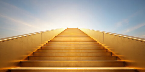 Golden stair success achievement ambition growth progress sunrise sky light inspiration