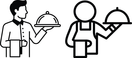 Serving food with cloche and napkin icon