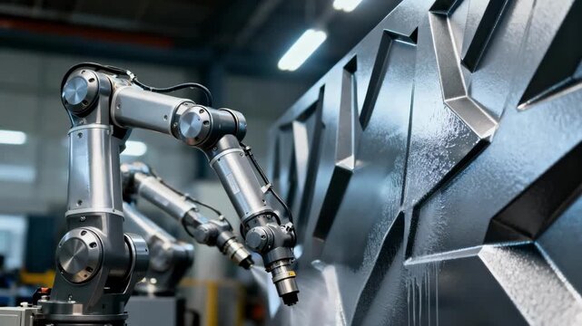 Advanced robotics system performing multiangle spraying demonstrating flexibility and accuracy in coating applications.